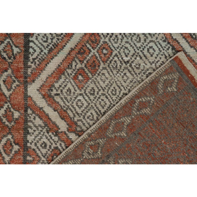 Textile Rug & Kilim’s Moroccan Style Rug in Auburn Red and Gray Diamond Patterns For Sale - Image 7 of 7