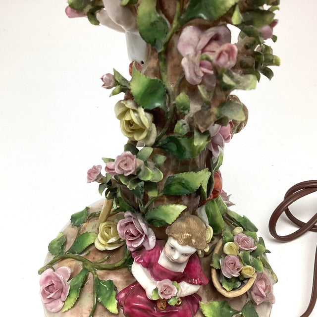 Pink Antique German Von Schierholz Porcelain Small Table Lamp For Sale - Image 8 of 11