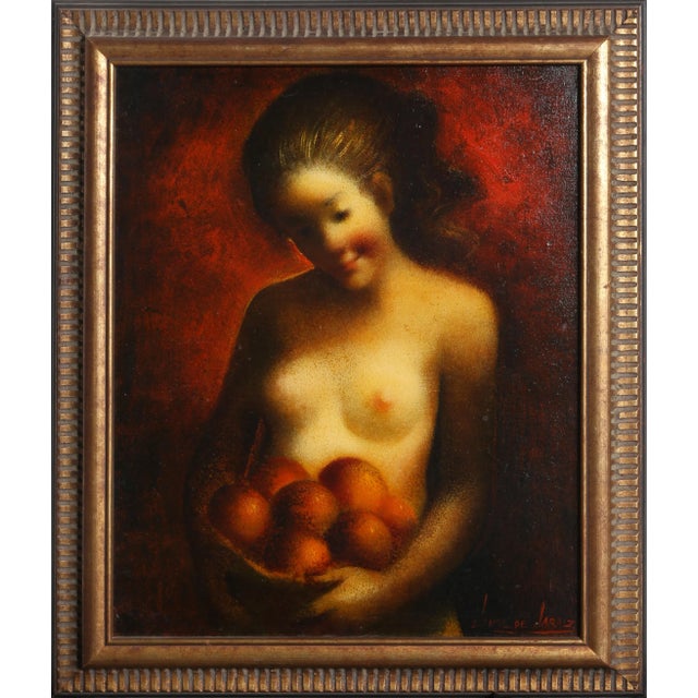 Realism Desnudo Con Fruta, Jaime De Jaraíz Oil on Canvas, Signed Lower Right For Sale - Image 3 of 3