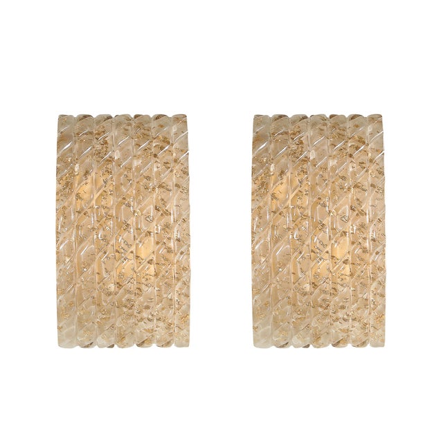 Pair of Modernist Hand-Blown Murano Braided Motif Glass Sconces W/ 24 Karat Gold For Sale - Image 11 of 18