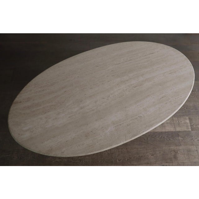 Oval Argo Dining Table in Travertine by Carlo Scarpa for Simon Gavina, 1970s For Sale - Image 3 of 11