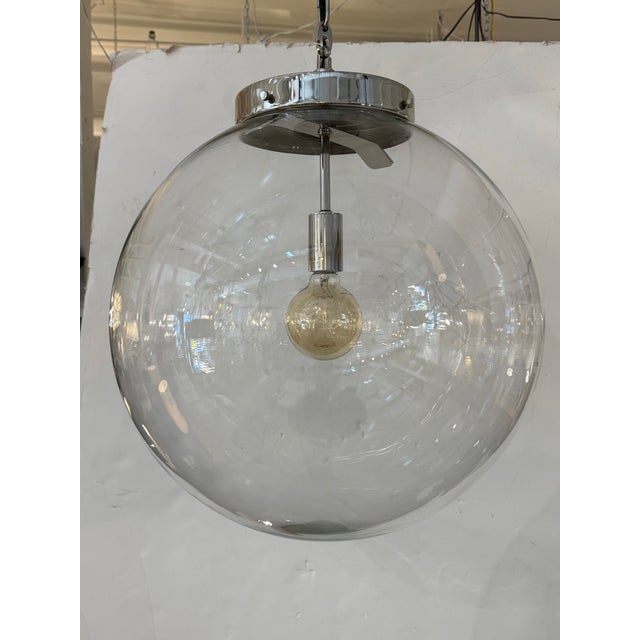 Restoration Hardware Restoration Hardware Parisian Architectural Clear Glass Poste Pendant For Sale - Image 4 of 12