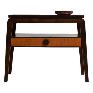 Scandinavian Teak and Dark Wood Bedside Table, 1950s For Sale