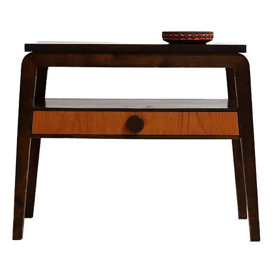 Scandinavian Teak and Dark Wood Bedside Table, 1950s For Sale