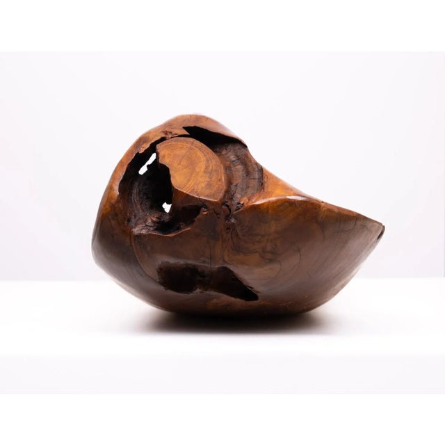 Large Carved Olive Wood Fruit Basket, 1978 For Sale - Image 6 of 13