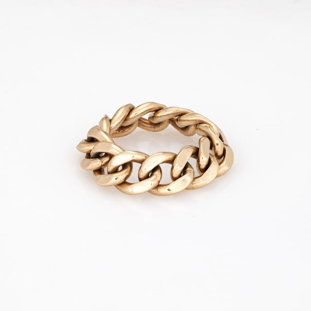 Modern 70s Vintage Tiffany & Co. Curb Link Ring Flex Band Sz 6 Succo 14k Yellow Gold For Sale - Image 3 of 7