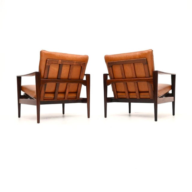 Wood Vintage Danish Leather Chairs by Niels Koefoed for Koefoeds Hornslet, 1960, Set of 2 For Sale - Image 7 of 11