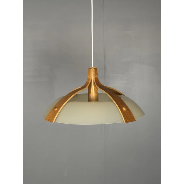 Mid-Century Space Age Layered Walnut Model 328 Pendants from Temde, 1960s, Set of 2 For Sale - Image 9 of 18