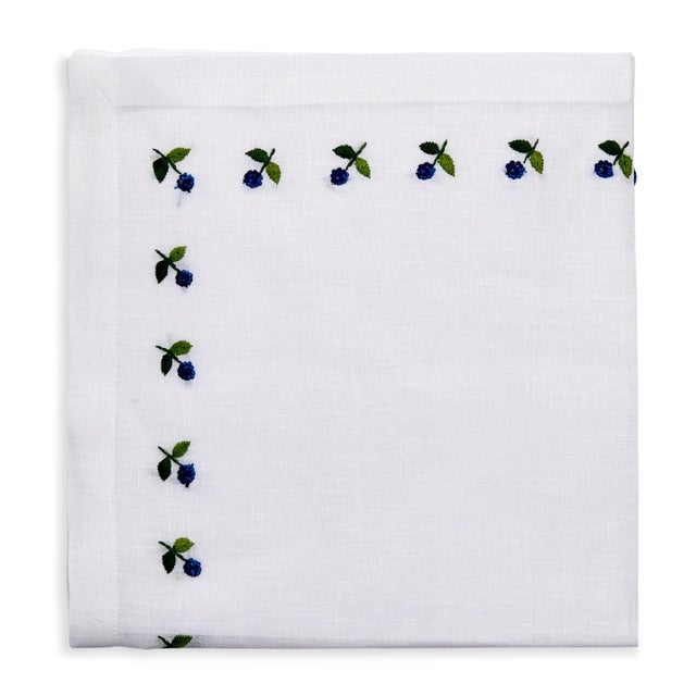 Boho Chic Deborah Rhodes French Mum Napkins, Oxford, Set of 4 For Sale - Image 3 of 3