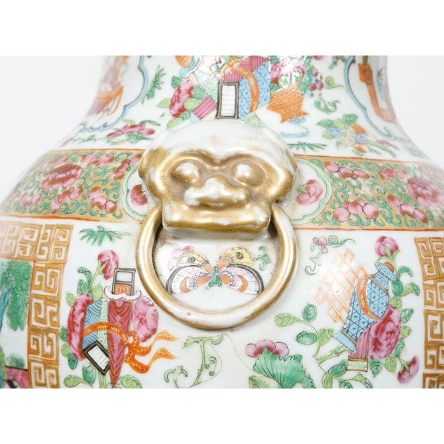 Wood Early 19th Century Chinese Rose Medallion Canton Baluster Vase circa 1800 Mounted as a Table Lamp For Sale - Image 7 of 12