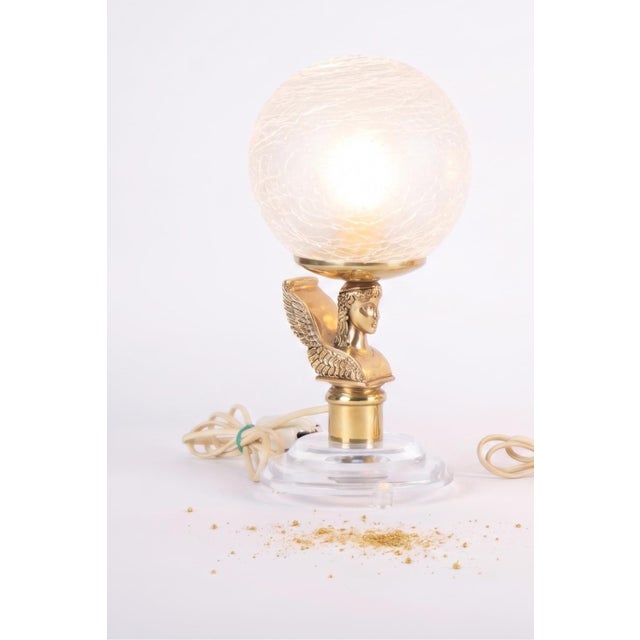 Winged Figure Table Lamps with Frosted Glass Globes, 1980s, Set of 2 For Sale - Image 14 of 15