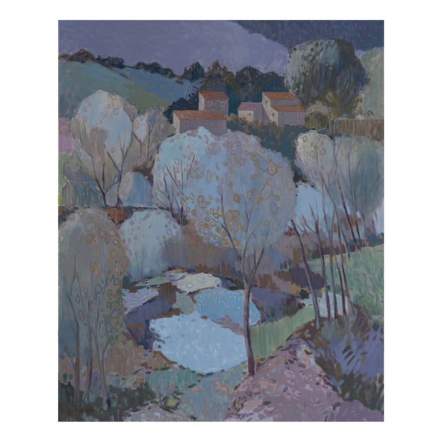 Garcia Pitarch, Large Modernist Village Landscape, 1950s, Oil on Canvas For Sale