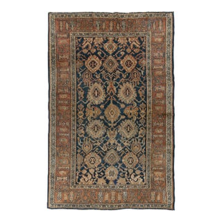 Antique Navy Blue Area Rug 4'1 X 6'5 For Sale