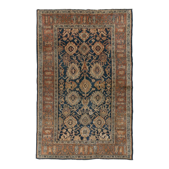 Antique Navy Blue Area Rug 4'1 X 6'5 For Sale