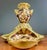 Italian green luster majolica tripartite centerpiece urn/vase. Beautiful leaf and floral designs with layered faces adding...