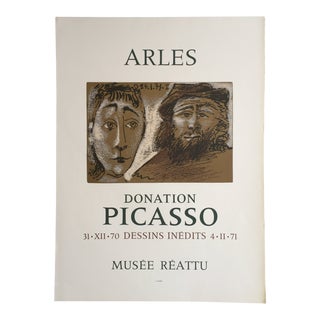 1971 "Arles Donation Picasso" Musee Reattu Wove Paper Mourlot Exhibition Poster For Sale