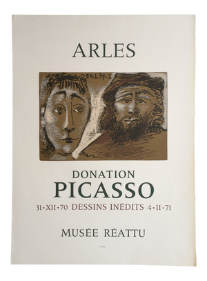 1971 "Arles Donation Picasso" Musee Reattu Wove Paper Mourlot Exhibition Poster