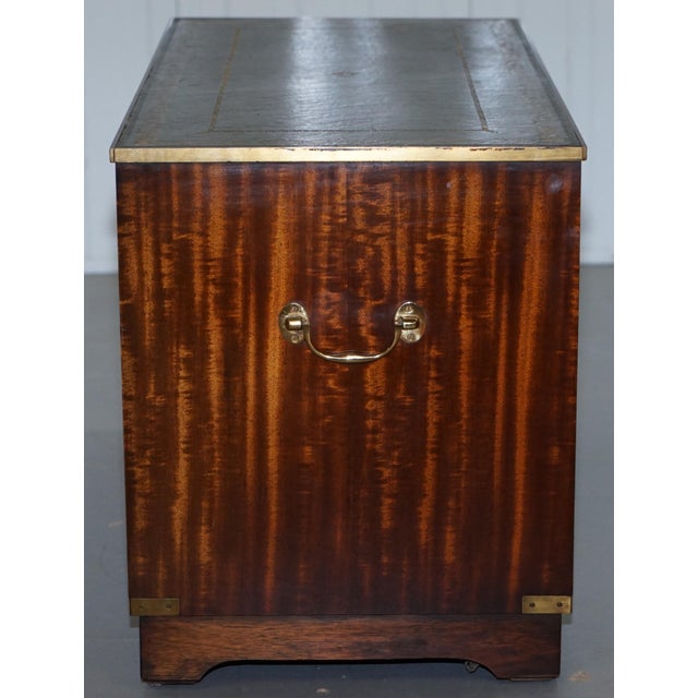 Reprodux Campaign Chest of Drawers with Leather Top by Bevan Funnell For Sale - Image 14 of 18