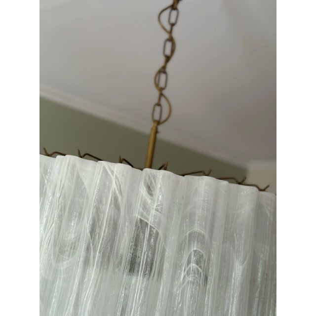 Large White Swirled Murano Chandelier with Marbled Pattern For Sale - Image 9 of 15
