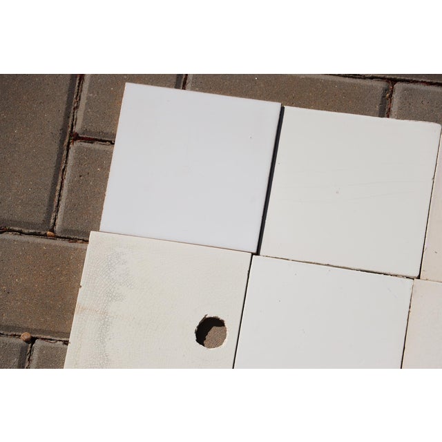 1900s Portuguese Large Antique White & Cream Tiles Set of 32 For Sale - Image 4 of 18