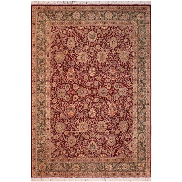 Floral 1990's Pak-Persian Red/Green Wool Rug - 7'11'' X 10'5'' For Sale - Image 9 of 9