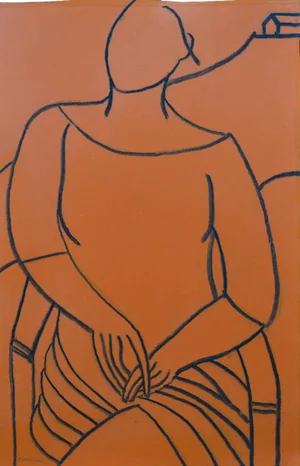 'Orange Mono Figure' Contemporary Mixed Media Figurative Painting by John Emanuel