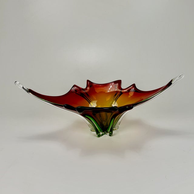 Murano Glass Bowl in Red, Green, & Yellow, Italy, 1960s For Sale - Image 4 of 8