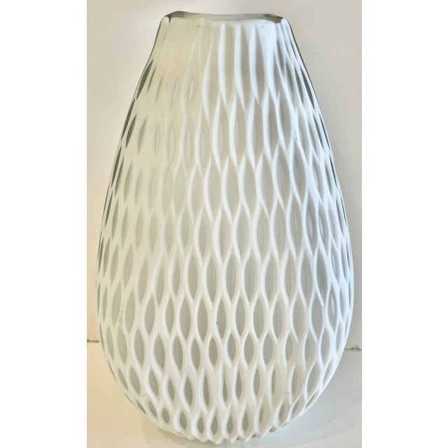 White Lace Pattern Glass Vase For Sale - Image 11 of 11