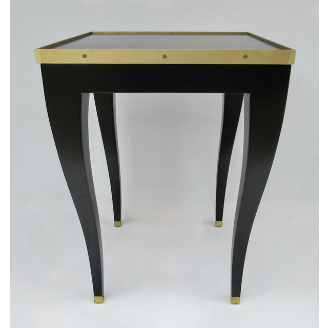 Donghia C.1980's "Essence," Square Occasional, Side, Satin Brass Gallery Satin Ebony Finish With Brushed Satin Brass Details For Sale - Image 12 of 18