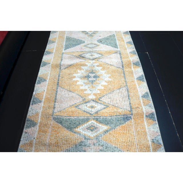 Orange 1960s Vintage Geometric Design Turkish Herki Runner For Sale - Image 8 of 11