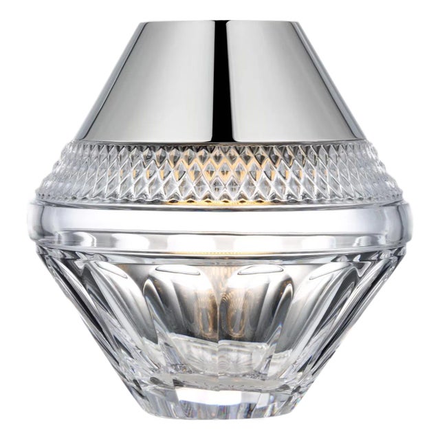 Waterford by Visual Comfort Signature Copper Coast 5" Rechargeable Accent Lamp in Polished Nickel with Clear Crystal For Sale