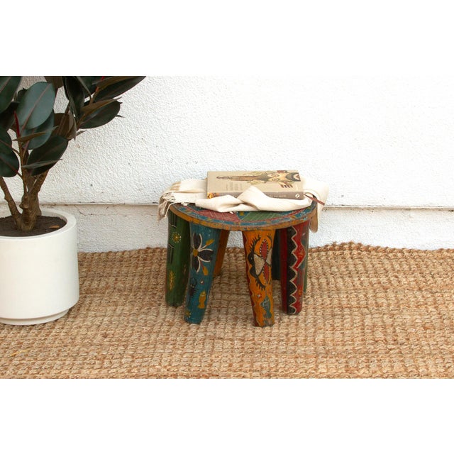 Antique African Nupe Painted Table For Sale In Los Angeles - Image 6 of 6