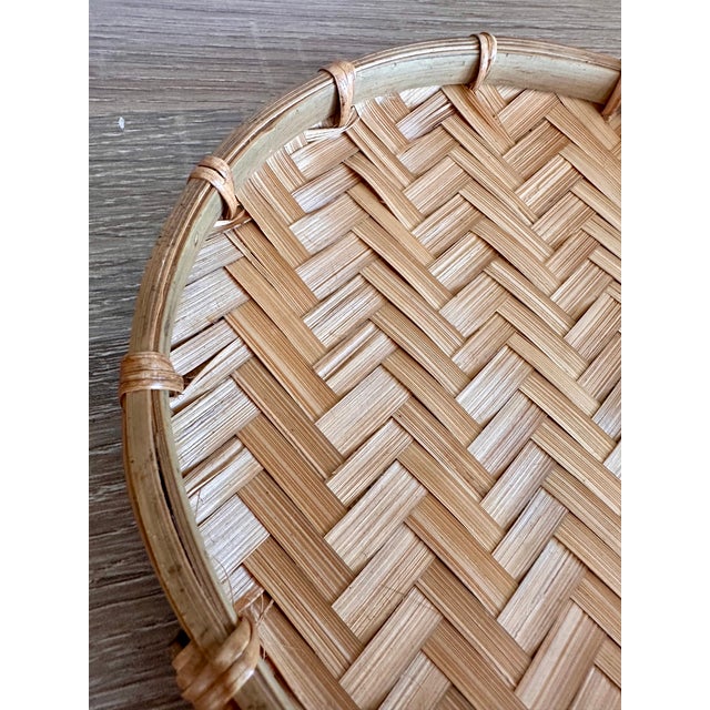 Handwoven Bamboo Round Decorative Trays, Set of 2 For Sale In Washington DC - Image 6 of 18