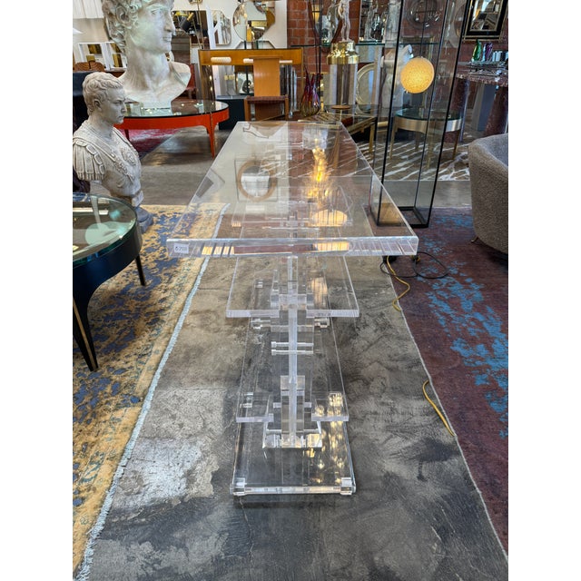 Plastic Vintage Italian Acrylic Console Table, 1970s For Sale - Image 7 of 12
