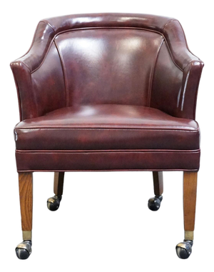 Hickory Leather Co. Burgundy Leather Upholstered Wheeled Club Game Chair