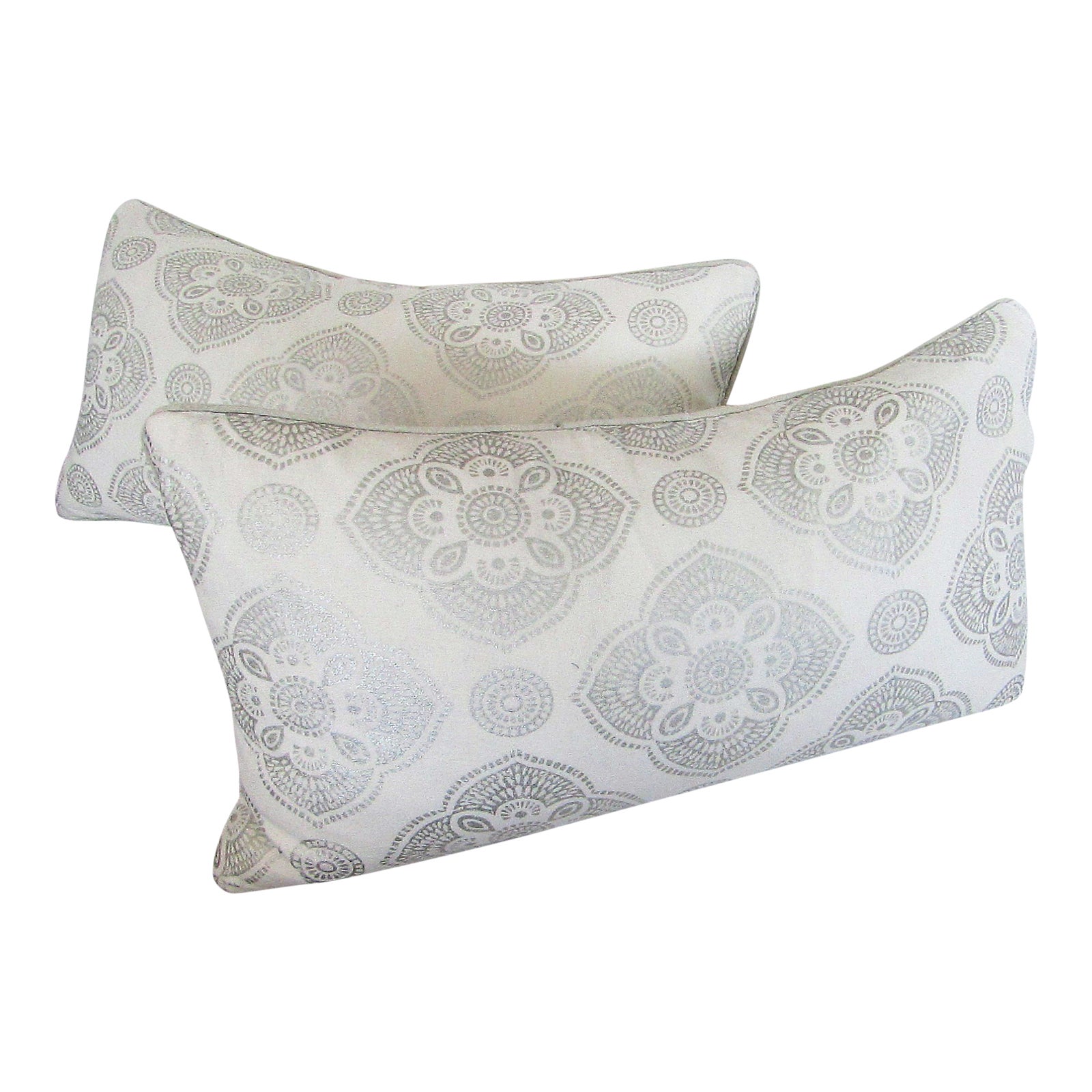 Max Studio Metallic Silver Print Pillows A Pair Chairish