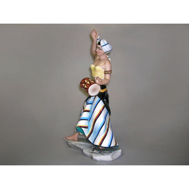 1920s Ceramic La Tamburina from Ronzan, 1920s For Sale - Image 5 of 8