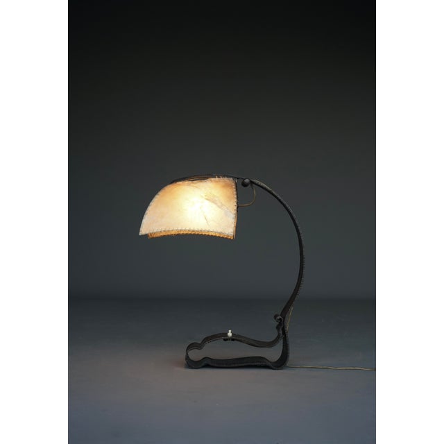 Brown Amsterdam School Metal and Parchment Desk Lamp, 1920s For Sale - Image 8 of 18