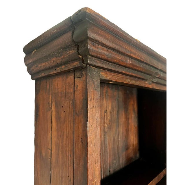 18th Century Italian Wall-Mounted Chestnut Display Cabinet with Hand-Blown Glass, 1800s For Sale - Image 13 of 18