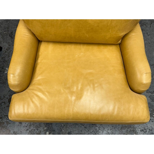 Yellow Lee Industries Leather Lounge Chairs, Pair For Sale - Image 8 of 12