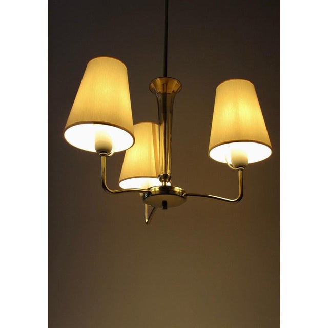 Modern 3-Arm Chandelier in Brass and Glass by Rupert Nikoll, Austria, 1950s For Sale - Image 9 of 15