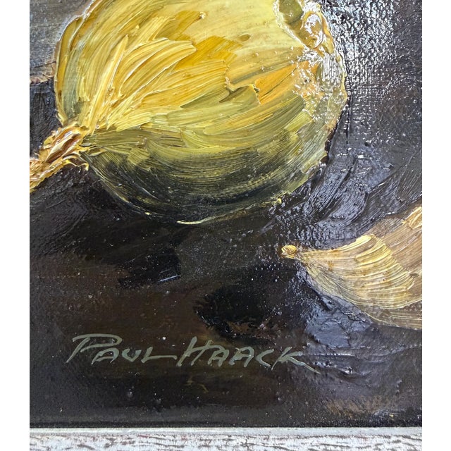 Realism Late 20th Century Still Life With Bread and Stoneware, Signed Paul Haack, Oil on Canvas, Framed For Sale - Image 3 of 3