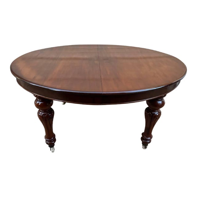 Antique Victorian William IV Style Mahogany Dining Table & 2 Leaves With Winding Mechanism. Circa Late 19th Century For Sale