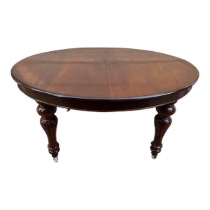 Antique Victorian William IV Style Mahogany Dining Table & 2 Leaves With Winding Mechanism. Circa Late 19th Century