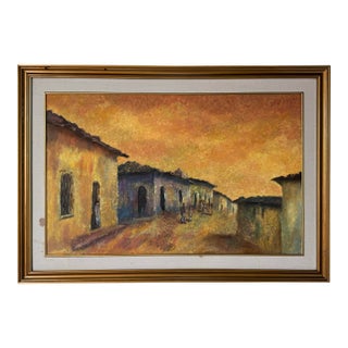 1998 Evelyn De Quinteros “Fantastic Midday” Spanish Village Oil on Canvas Painting For Sale