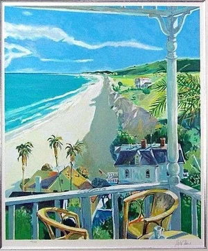 Robert Arron Frame Ltd Ed 69/295 Pencil Signed Serigraph "View From the Balcony"