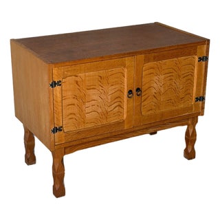 Henning Kjærnulf Oak Storage Cabinet With Black Handles Danish Mid-Century Modern 1960s For Sale