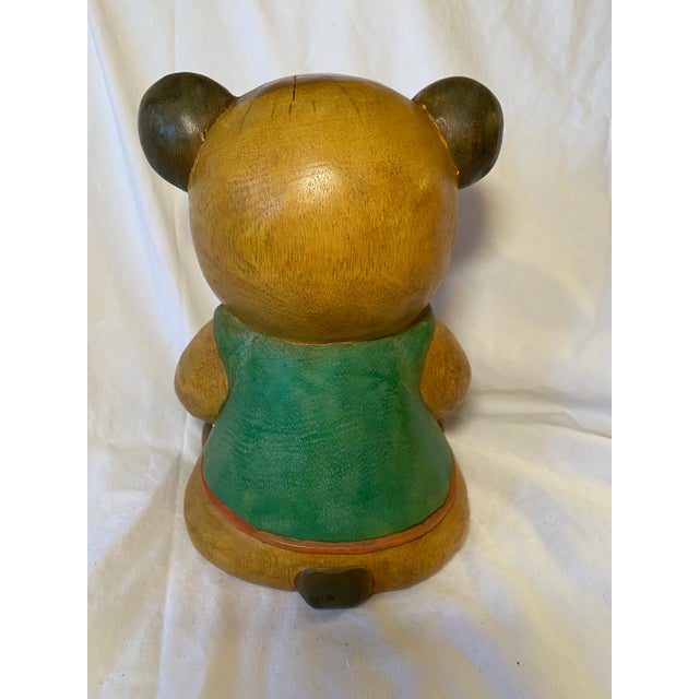 Wood Vintage Handmade Wood Gift Bear For Sale - Image 7 of 9
