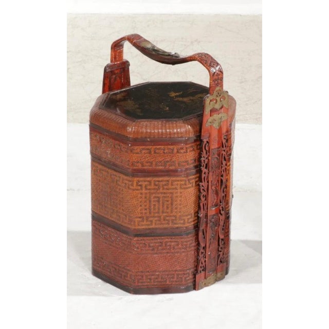 Late 19th Century Chinese Wedding Basket SideTable For Sale - Image 4 of 5