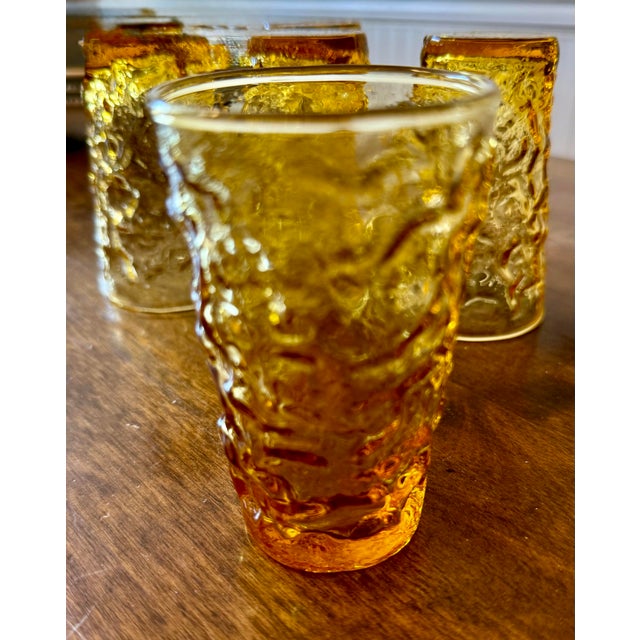Glass Mid 20th Century Anchor Hocking Milano Honey Gold Juice Glasses - Set of 5 For Sale - Image 7 of 11